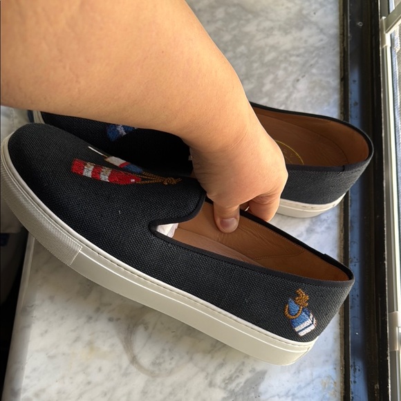 Black Slip-On Shoes with Nautical Embroidery - Picture 3 of 4